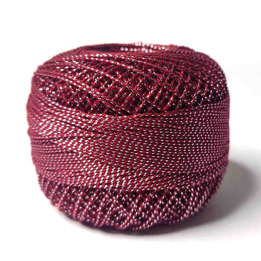 Elegant Wine-colored Metallic Yarn for Crochet Knitting and Crafting