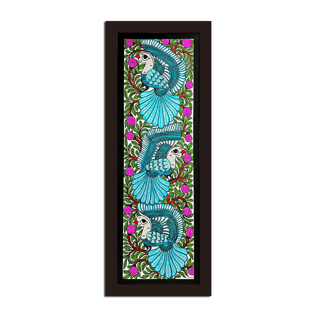 Blue Bird Painting | madhubani Painting | Paintings | Acrylic Paintings | Pichwai | Pichwai Paintings | Blue Bird Paintings | Indian Painting | indian Culture | Adikala Craft Store | Adikala