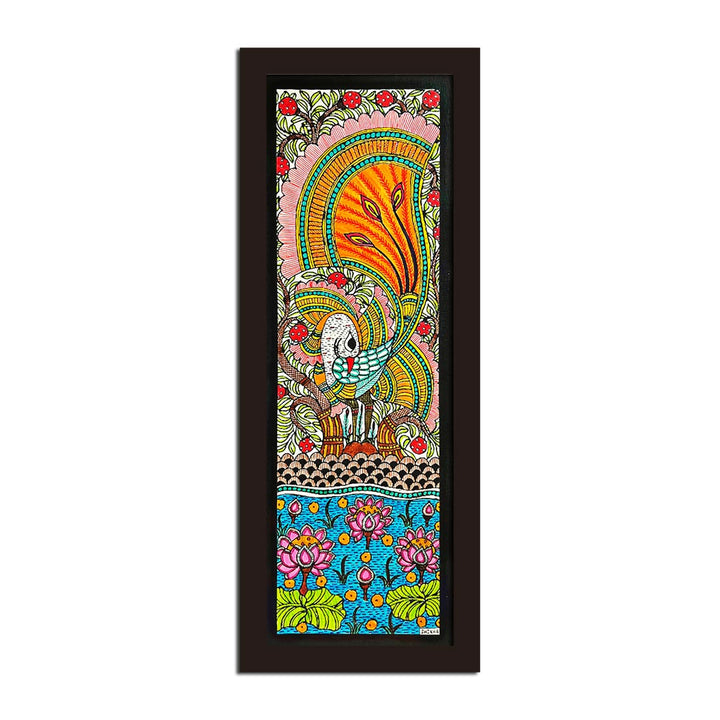 Peacock Painting | Peacock With Lotus Pond Painting |  | madhubani Painting | Paintings | Acrylic Paintings | Pichwai | Pichwai Paintings | Lotus Paintings | Indian Painting | indian Culture | Adikala Craft Store | Adikala