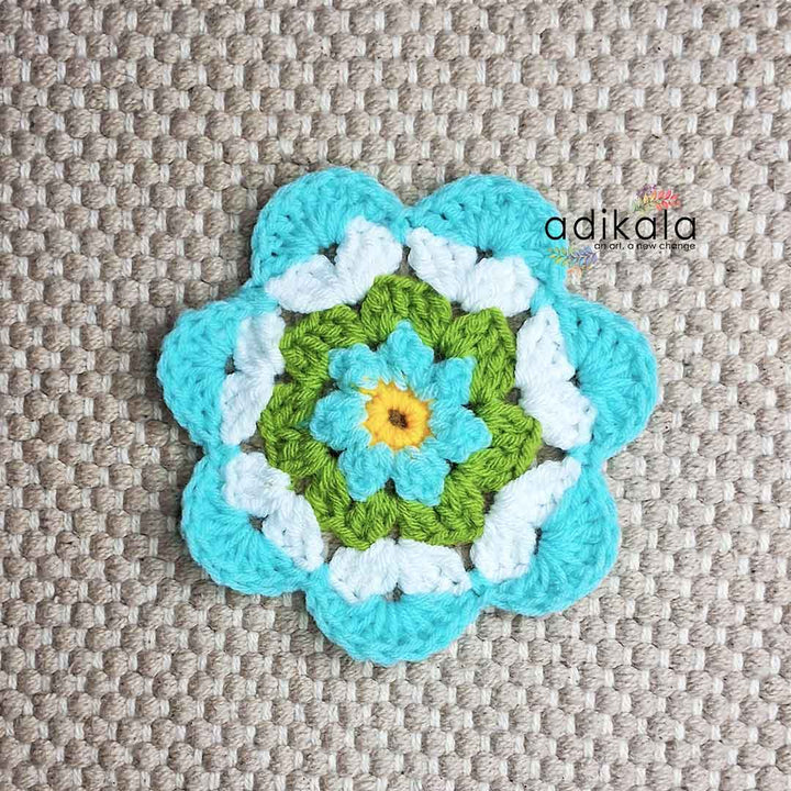 Floral Design Crochet Coasters set Of 4