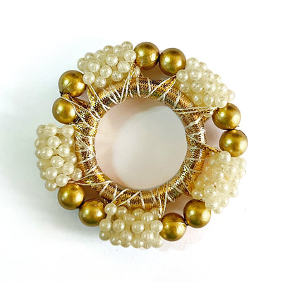 2 Inches Two Tone Pearl Beads Ring Set Of 10