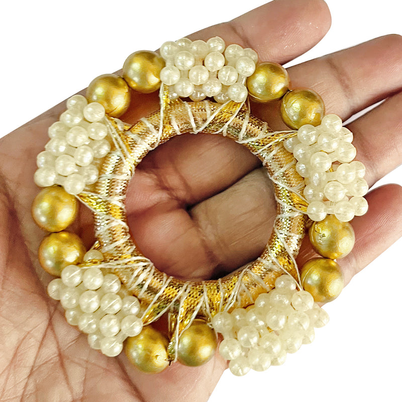 2 Inches Two Tone Pearl Beads Ring Set Of 10