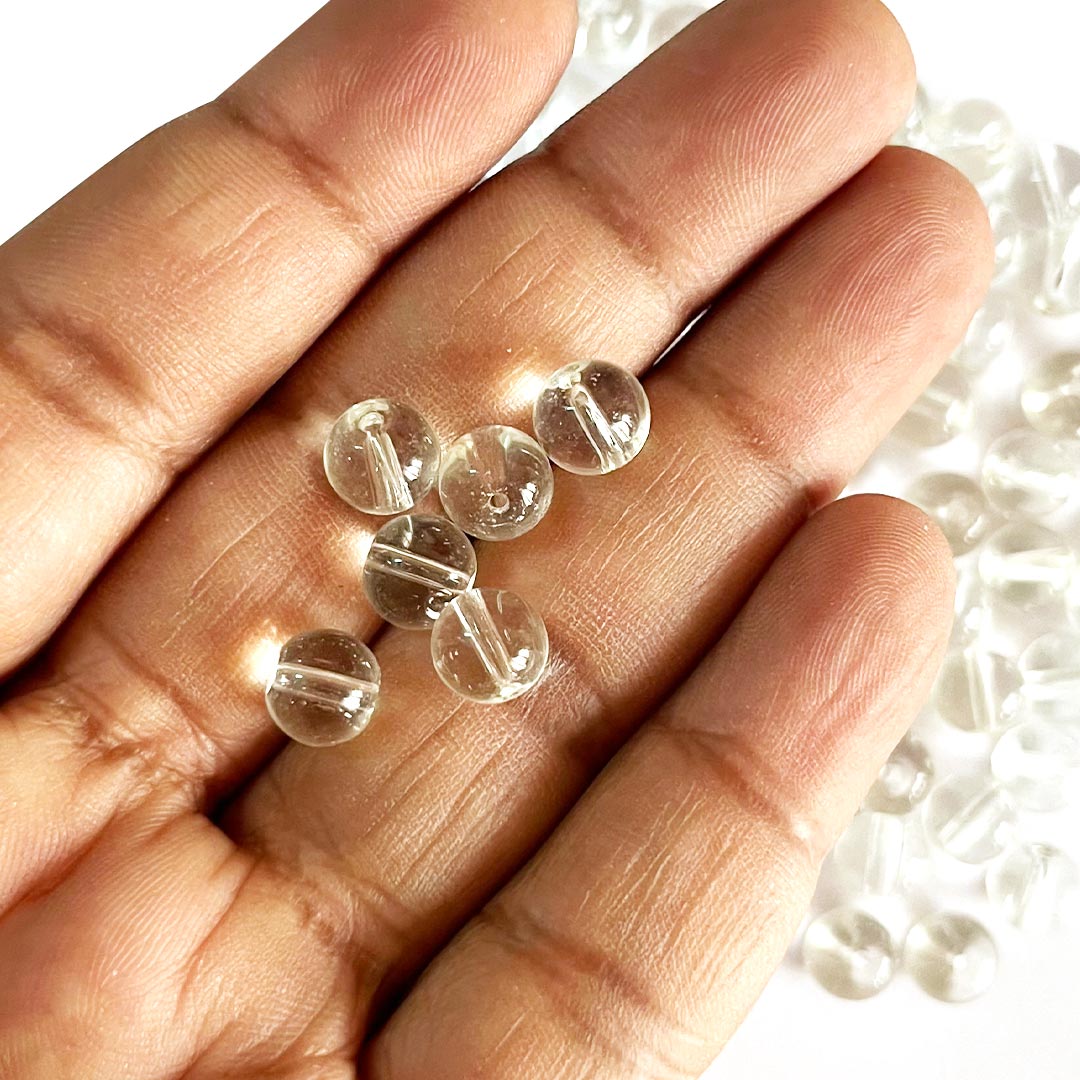 Clear Color Glass Beads For Jewelry & Bracelet Making 10 mm