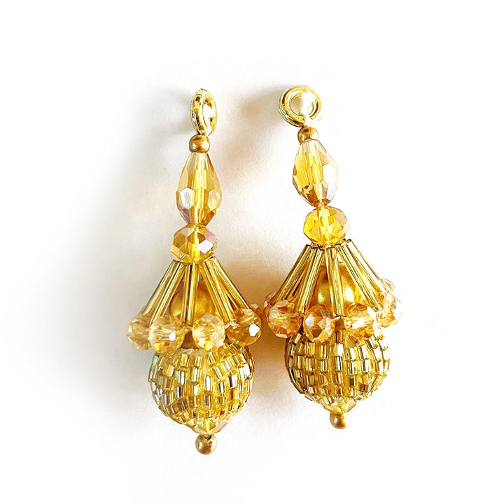 Jhumka Style Golden Cutdana Beads & Nalki Hanging Tassels Set Of 2