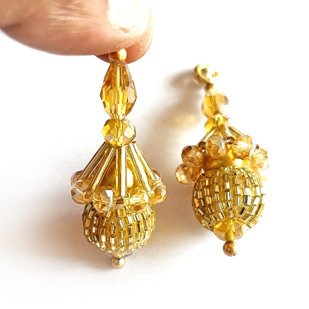 Jhumka Style Golden Cutdana Beads & Nalki Hanging Tassels Set Of 2