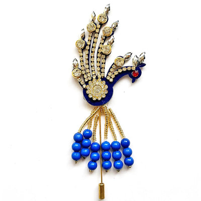 Blue Peacock Patch Combination Man Boutonniere Pin Pack Of 2 for Party Wedding Decoration