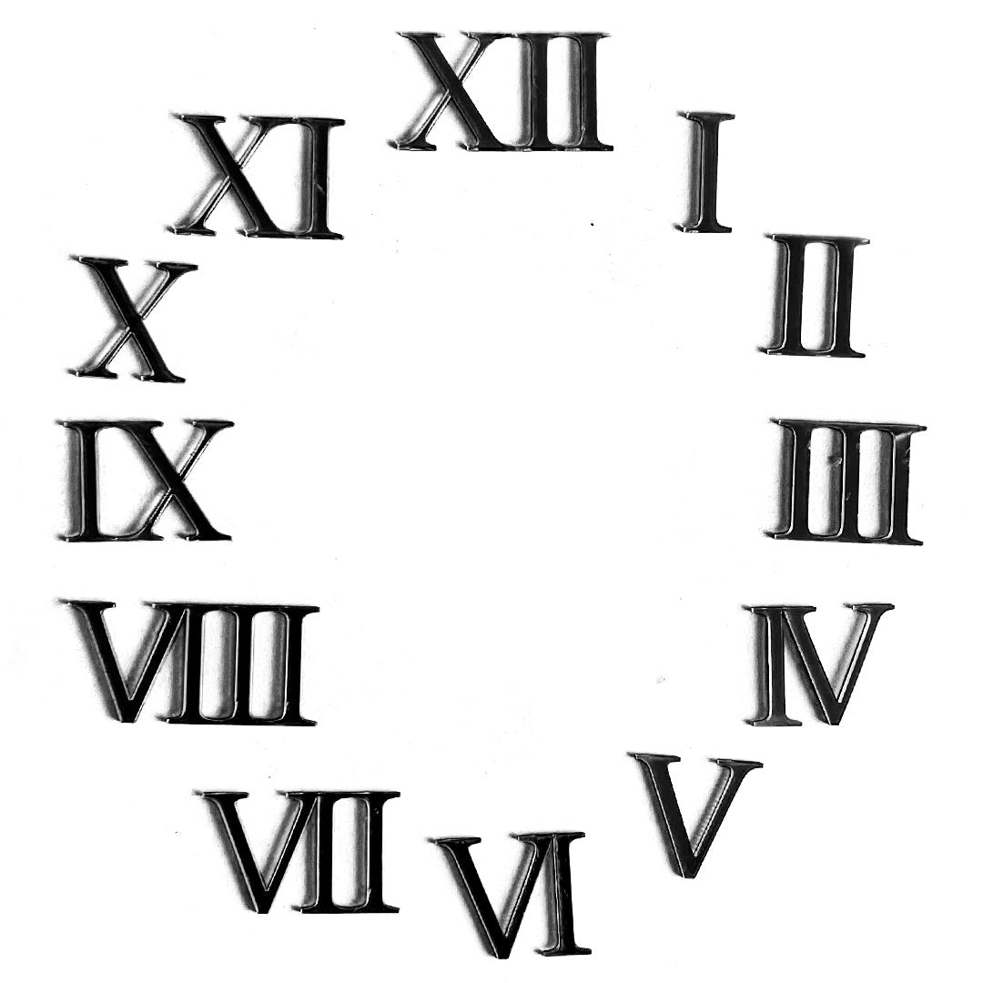 Acrylic Roman Clock Number Set 1-12 for Resin Wall Clock, DIY Art & Craft Clock Accessories 1 Inch Height 2 mm