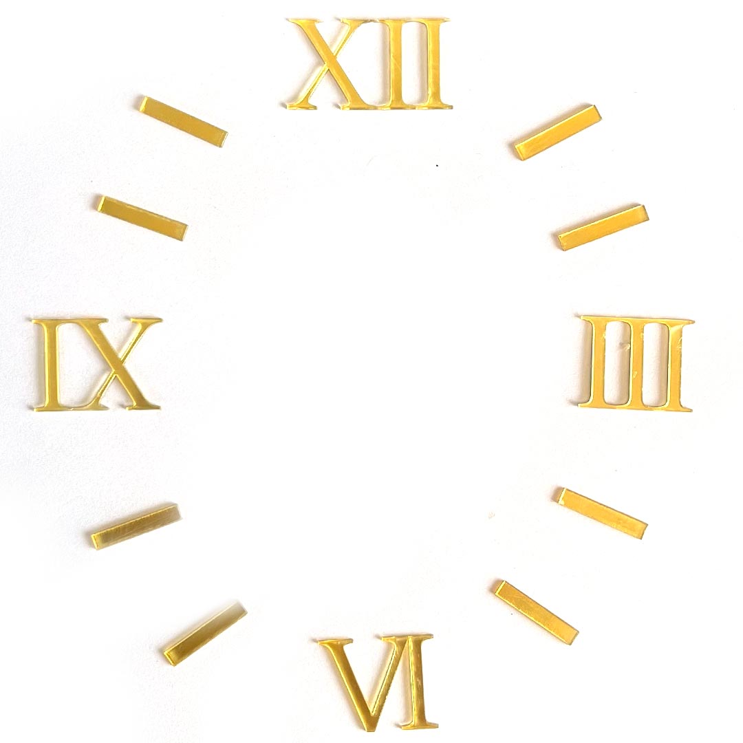 Acrylic Roman Clock Number Set 1-12 for Resin Wall Clock, DIY Art & Craft Clock Accessories 1 Inch Height 2 mm