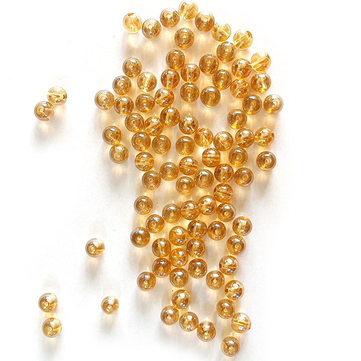 Golden Color Glass Beads For Jewelry & Bracelet Making 10 mm