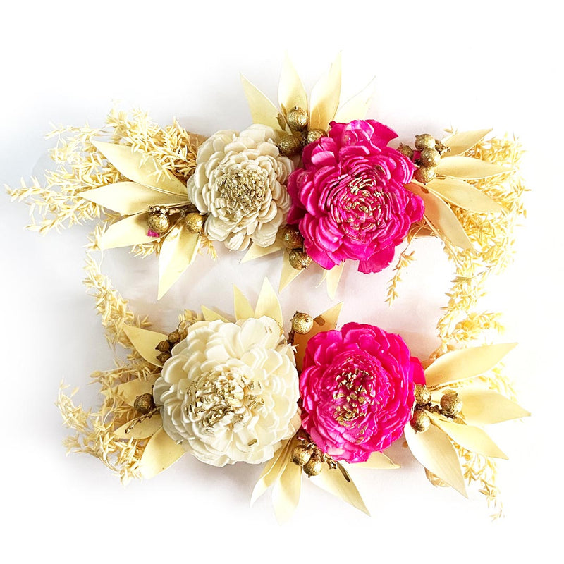 Pink & White Sola Wood Flower Bunch Set of 2