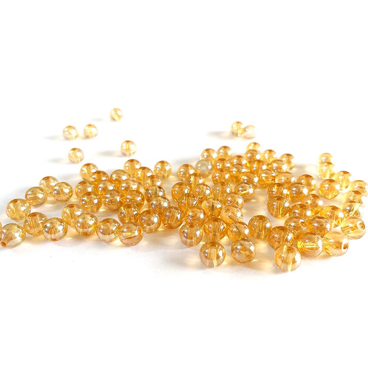 Golden Color Glass Beads For Jewelry & Bracelet Making 10 mm