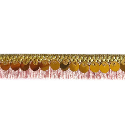 Baby Pink Zari Tassel Fringe sequin Lace & Border - ( 9mtr ) For Sari, Suit, Lengha, Blouse And Craft Decoration