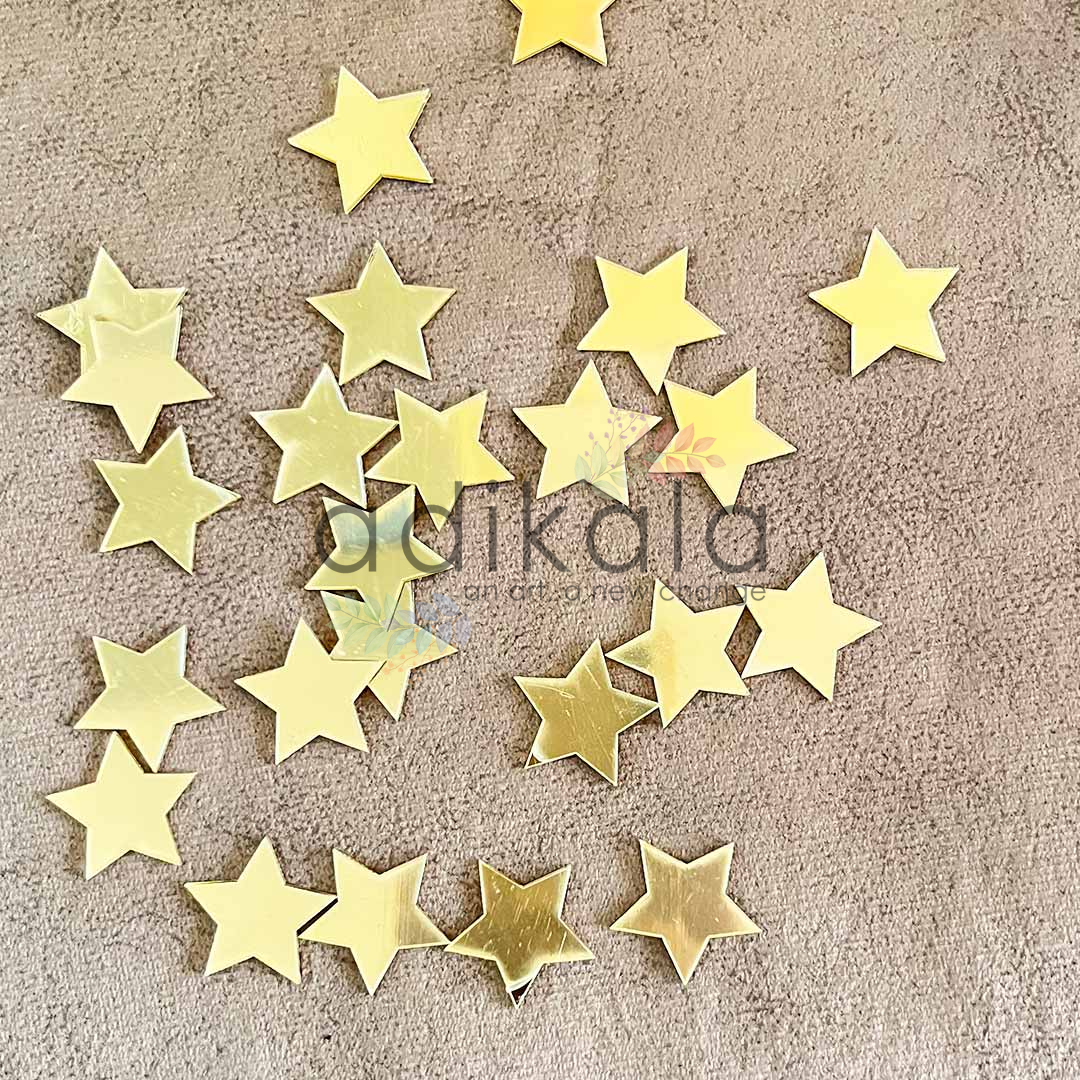 Star Shape Acrylic Golden Mirror Pack Of 100 Pc