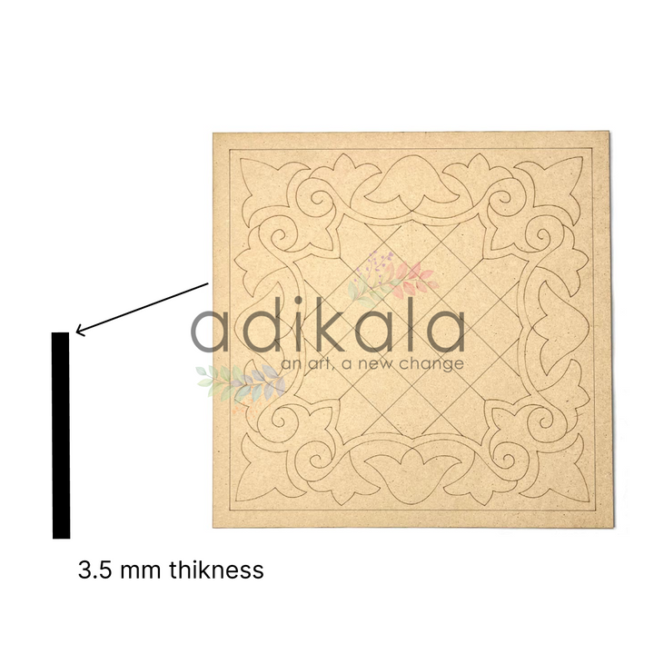 Square Mandala Engraved Jali Design Wall Planque Base For Lippon Art