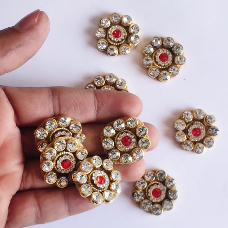 Kundan Flower | Kundan flower Shape | Booti Pack of 10 | Flower Shape booti | Booti Pack of 10 | Decoration | Art | Craft | Dress Making | Craft Making | Design | Hobby | Hobby Craft | Hobby Art | Hobby India | Indian Art | Indian Craft | Indian Culture | Adikala Craft Store | Adikala