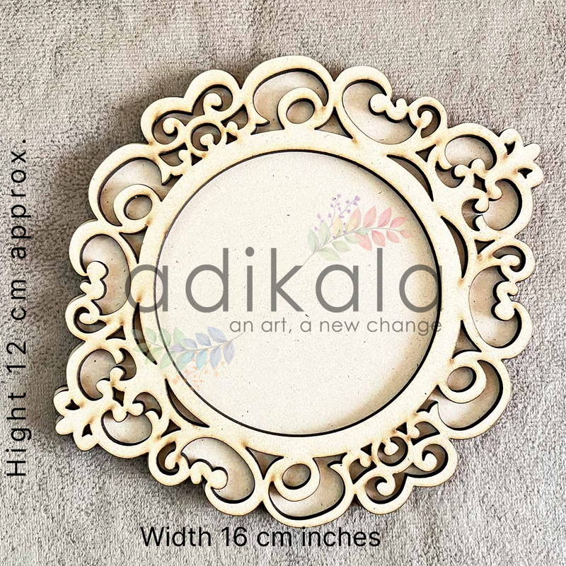 Designer platter Mdf Base | Platter Base | Mdf Cutouts | Platter design | Mdf Cutouts | Cutouts For Design | Mdf | Laser Cutting Design | Floral Design | Womens Craft Making Product | Adikala Craft Store | Craft Store Near Me | Craft Shop | Hobby Craft | Hobby India | Adikala