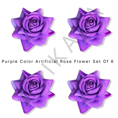 Purple Flower | Purple Color Rose | Artificial Rose Flower | Artficial Flower | Rose | Rose Flower | Rose Flower Set of 6 | Art | Craft | Decoration | Wedding | Home | Home Decoration | party | Adikala Craft Store | Adikala