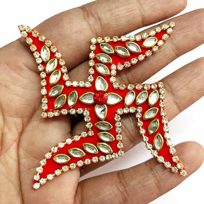 Red Color Swastik | Swastik Rhinestones | Swastik Booti | Booti Pack of 4 | Temple Decoration | Mandir Decoration | Temple | Rhinestones Booti | Decoration Art Product | Decorative Products | festival Decoration Product | Adikala Craft Store | Adikala 