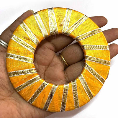 Yellow Color Gota Ring | Gota Ring Plate | Gota Plates | Gota Plate For Decoration | Decoration Essentials | Craft Making Itmes | Temple Decoration | Home Decoration | Pooja | Home Supplies | Decorative Plate | Adikala Craft Store | Adikala