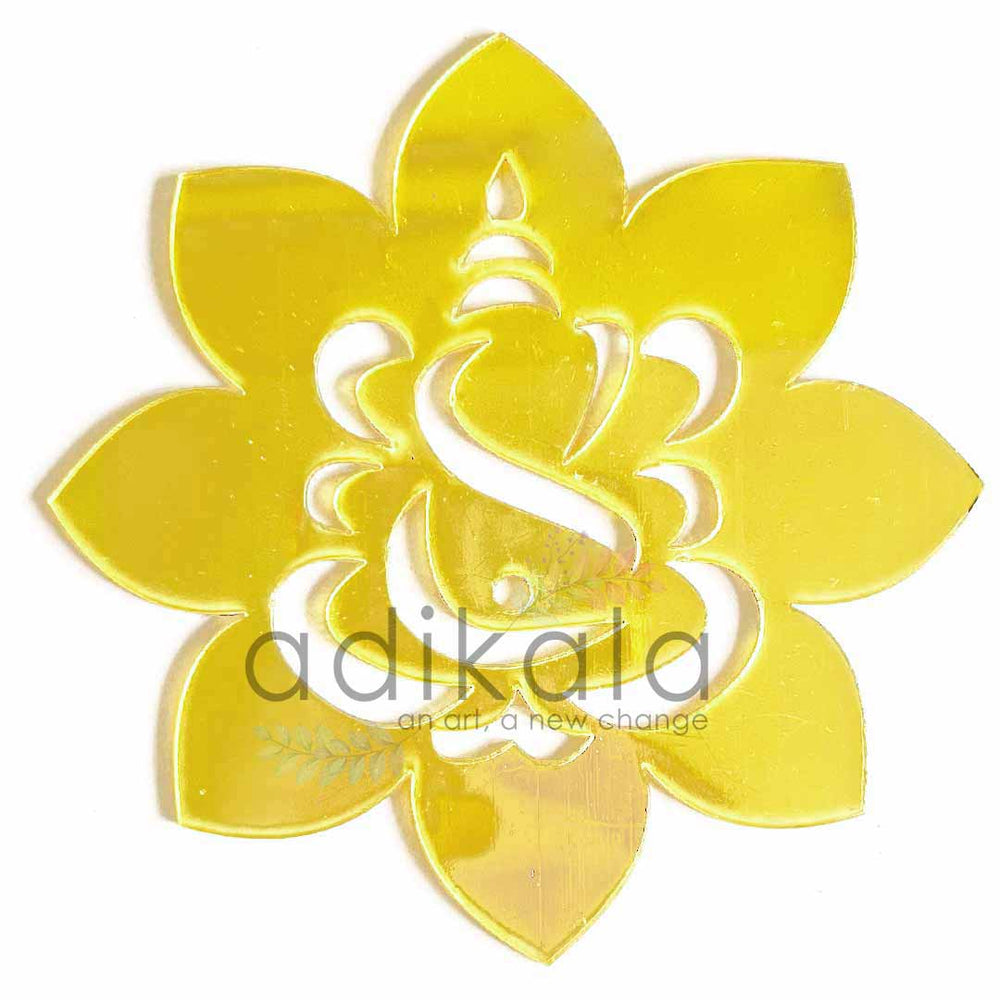 4 Inches Acrylic Ganpati | Ganpati With Lotus Design | Lotus Design | Lotus | Acrylic Lotus | Adikala | Craft | hobby India | Acrylic Lotus | Adikala Craft Store