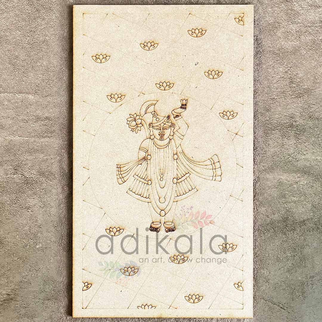 Pichwai Shrinathji Engraved Design Wall Planque Base For Lippon Art