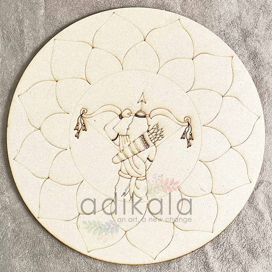 Mandala Lord Rama Engraved Design Wall Plate Base For Lippon Art