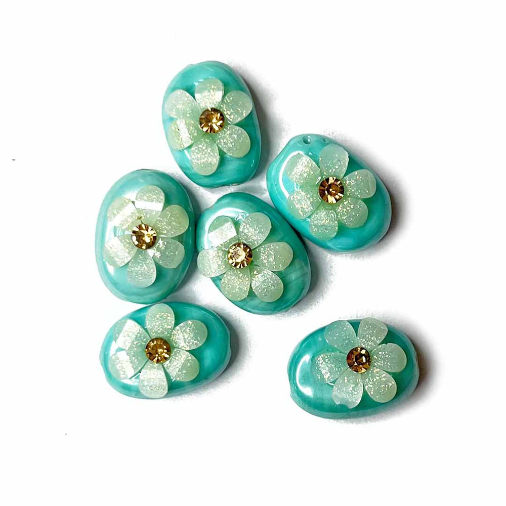 Firozi Color Button | Jarkan | Oval Shape Button | Button Set of 10 | White Flower Button | Fancy Buttons | Dress Making button | Round Shape Button | Buttons | Dress making Button | Beautiful Button | Hobby Craft | Adikala craft Store | Adikala India | Adikala