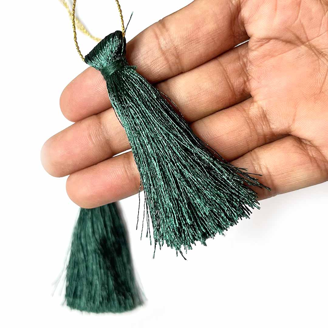 Dark Green Tassels Pack Of 5