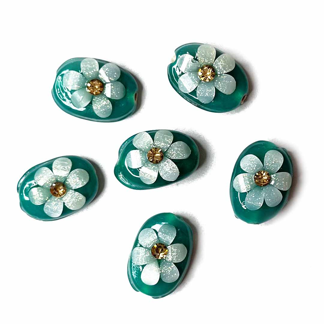 Teal Green Button | Jarkan | Oval Shape Button | Button Set of 10 | White Flower Button | Fancy Buttons | Dress Making button | Round Shape Button | Buttons | Dress making Button | Beautiful Button | Hobby Craft | Adikala craft Store | Adikala India | Adikala