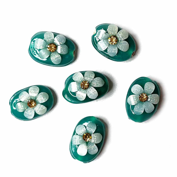 Teal Green Button | Jarkan | Oval Shape Button | Button Set of 10 | White Flower Button | Fancy Buttons | Dress Making button | Round Shape Button | Buttons | Dress making Button | Beautiful Button | Hobby Craft | Adikala craft Store | Adikala India | Adikala