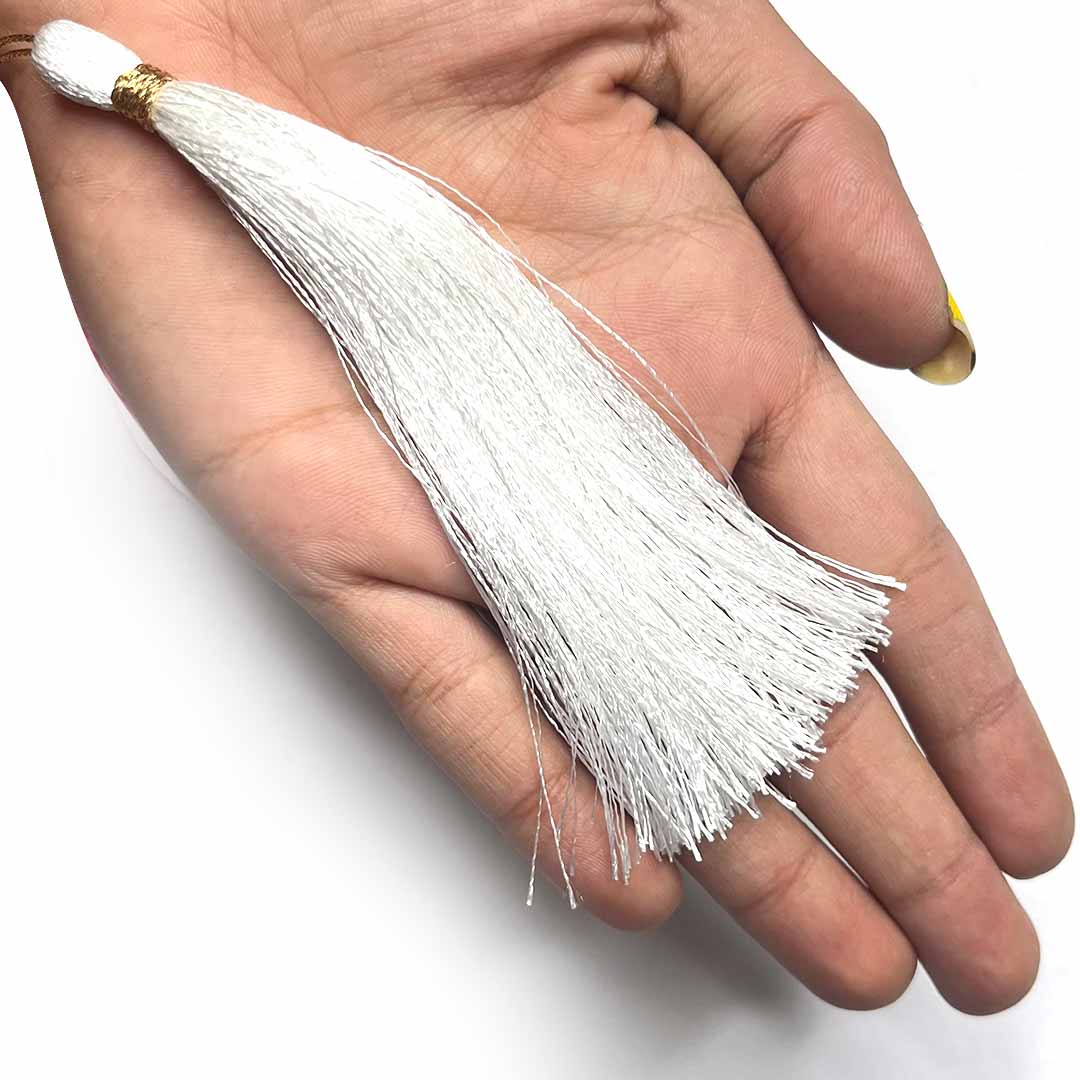 White Color Resham Thread Tassels Pack Of 5