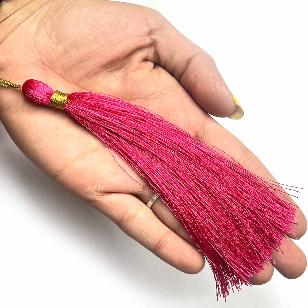 Rani Pink Color Resham Thread Tassels Pack Of 5