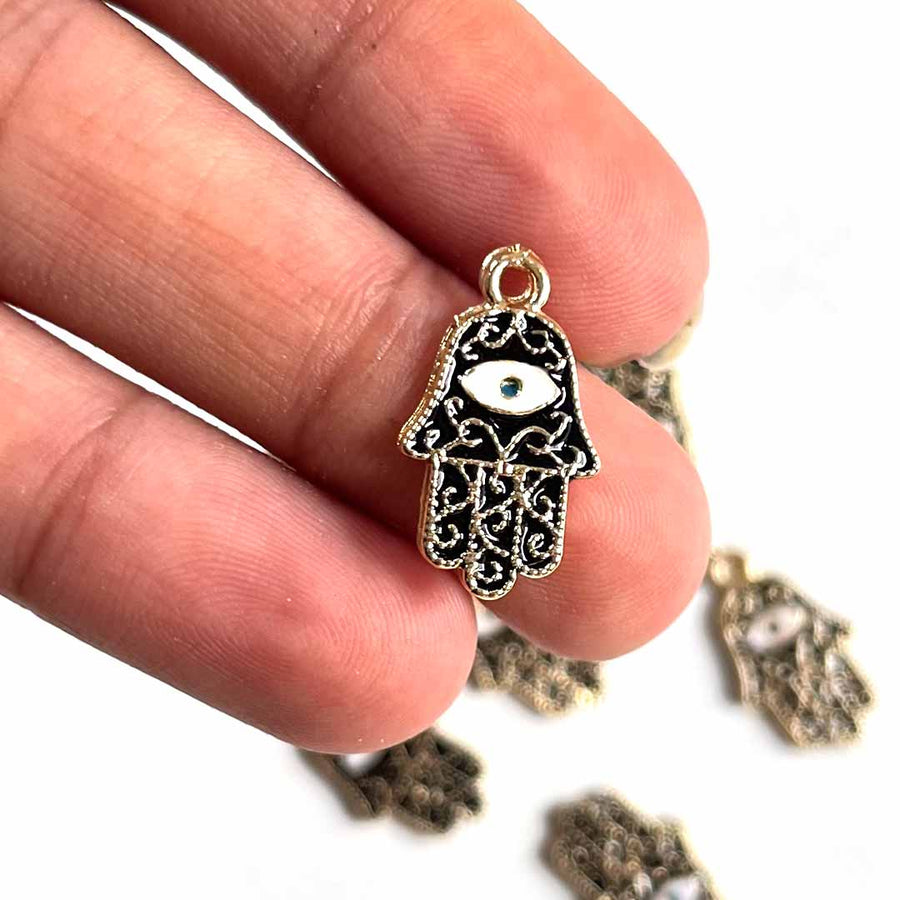 Black color hamsa hand | Hamsa hand | Metal charms | Hamsa Shape Metal Charm | Metal Charm | Top Whole Hamsa Hand Metal Charm | hanging | Decoration | Jewellry | For Women | For Men | hobby india | art carft | art | Online | Adikala Craft Store | Adikala 