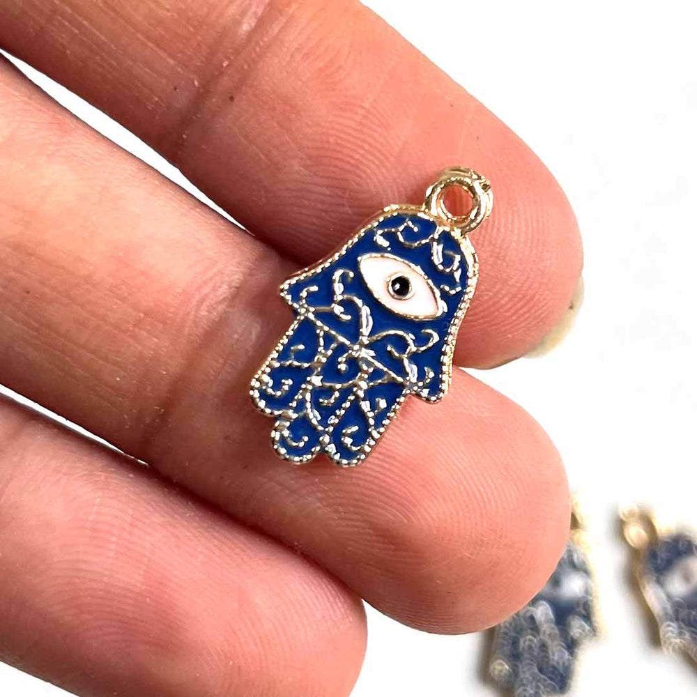 Blue color hamsa hand | Hamsa hand | Metal charms | Hamsa Shape Metal Charm | Metal Charm | Top Whole Hamsa Hand Metal Charm | hanging | Decoration | Jewellry | For Women | For Men | hobby india | art carft | art | Online | Adikala Craft Store | Adikala