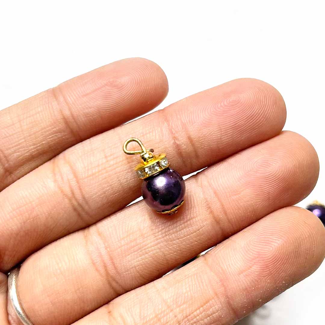 Purple Beads With Golden Hanging