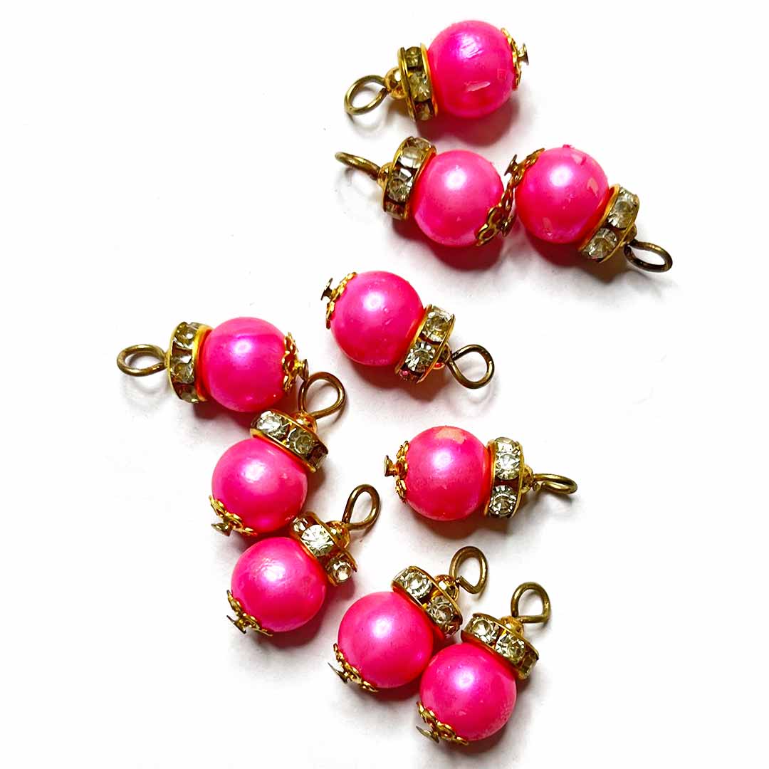 Pink Beads With Golden Hanging