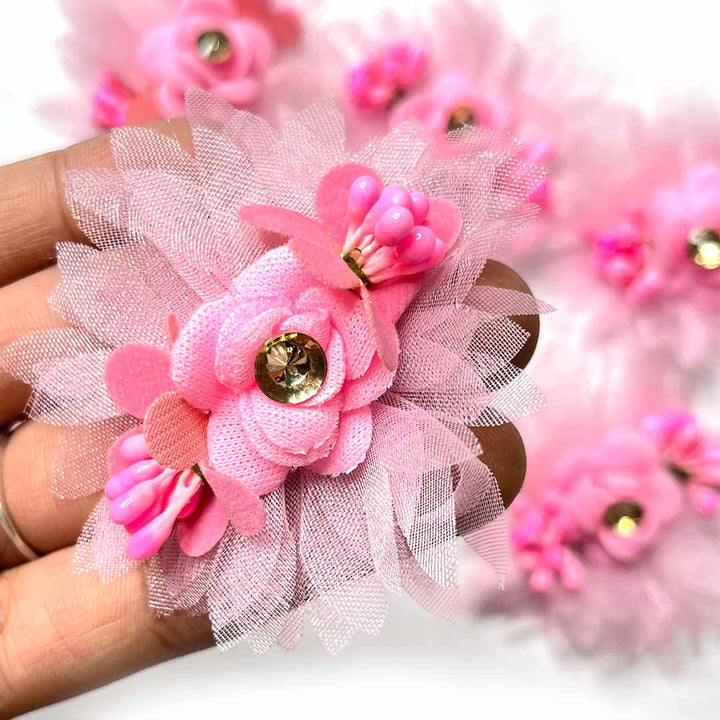 Baby Pink Flower | Pink Color Tissue Flower | Pollen Flower | Flower Set of 6 | Tissue With Matching FLower | Adikala Craft Store | adikala