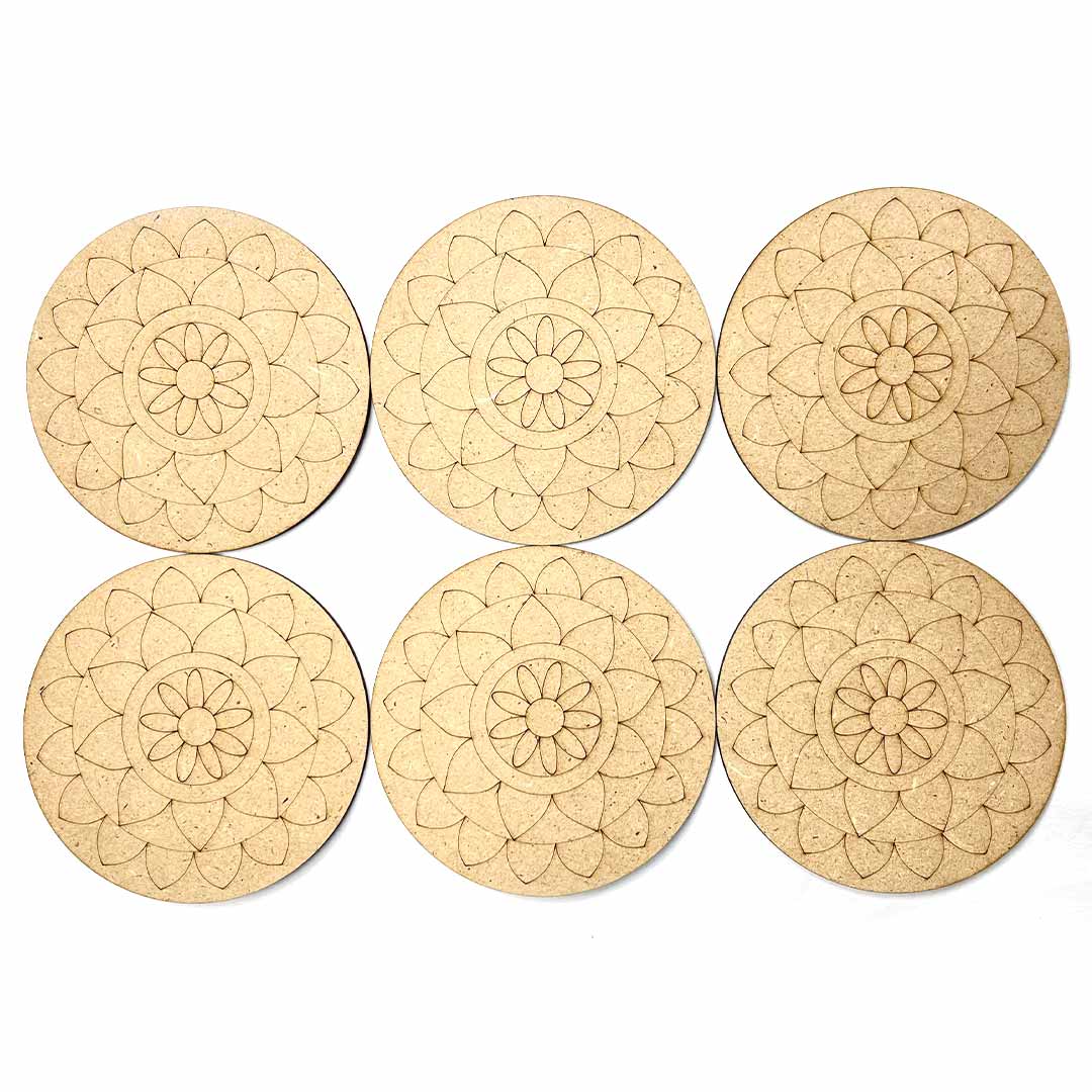 Laminated Mandala Big Coaster, Set of 4