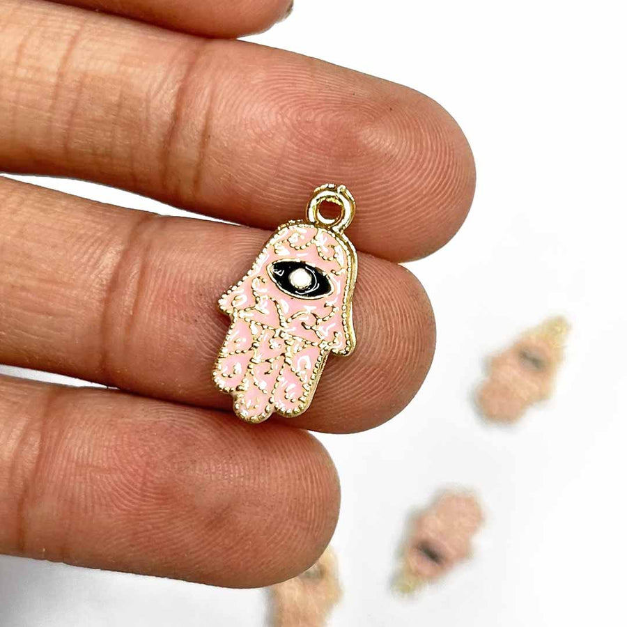 Peach Color Hamsa hand | Hamsa Hand | Hamsa Hand Metal Charm |  Metal Charm | Hanging Charm  | Peach Hamsa | Hamsa Hand Charm | Decoration | Craft | Art | Hobby | Hobby Craft | Hobby India | Evil Eye | Adikala 