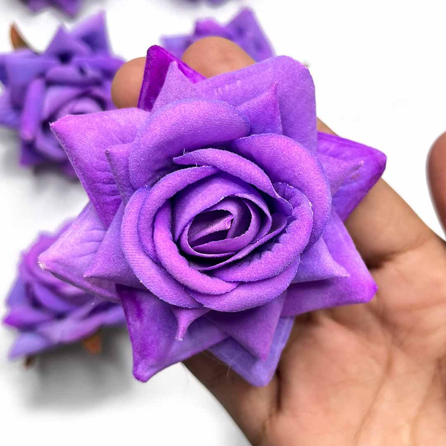 Purple Flower | Purple Color Rose | Artificial Rose Flower | Artficial Flower | Rose | Rose Flower | Rose Flower Set of 6 | Art | Craft | Decoration | Wedding | Home | Home Decoration | party | Adikala Craft Store | Adikala