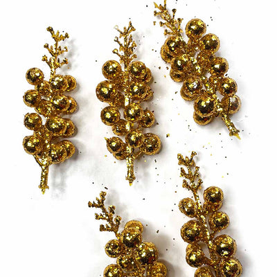 Christmas Golden Color Berries Filler Set Of 5