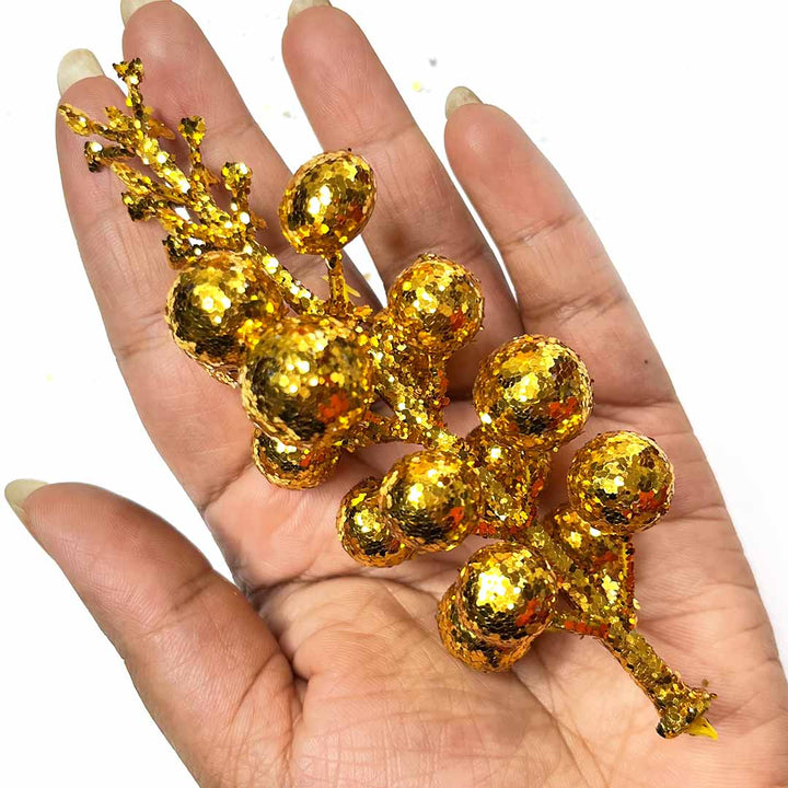 Christmas | Christmas Berries | Golden Color Berries | Berries Filler | Filler Pack of 5 | Festivals | Art | Craft | Berries Golden Color | Decoration Items | Craft Supplies | Adikala Craft Store | Adikala 