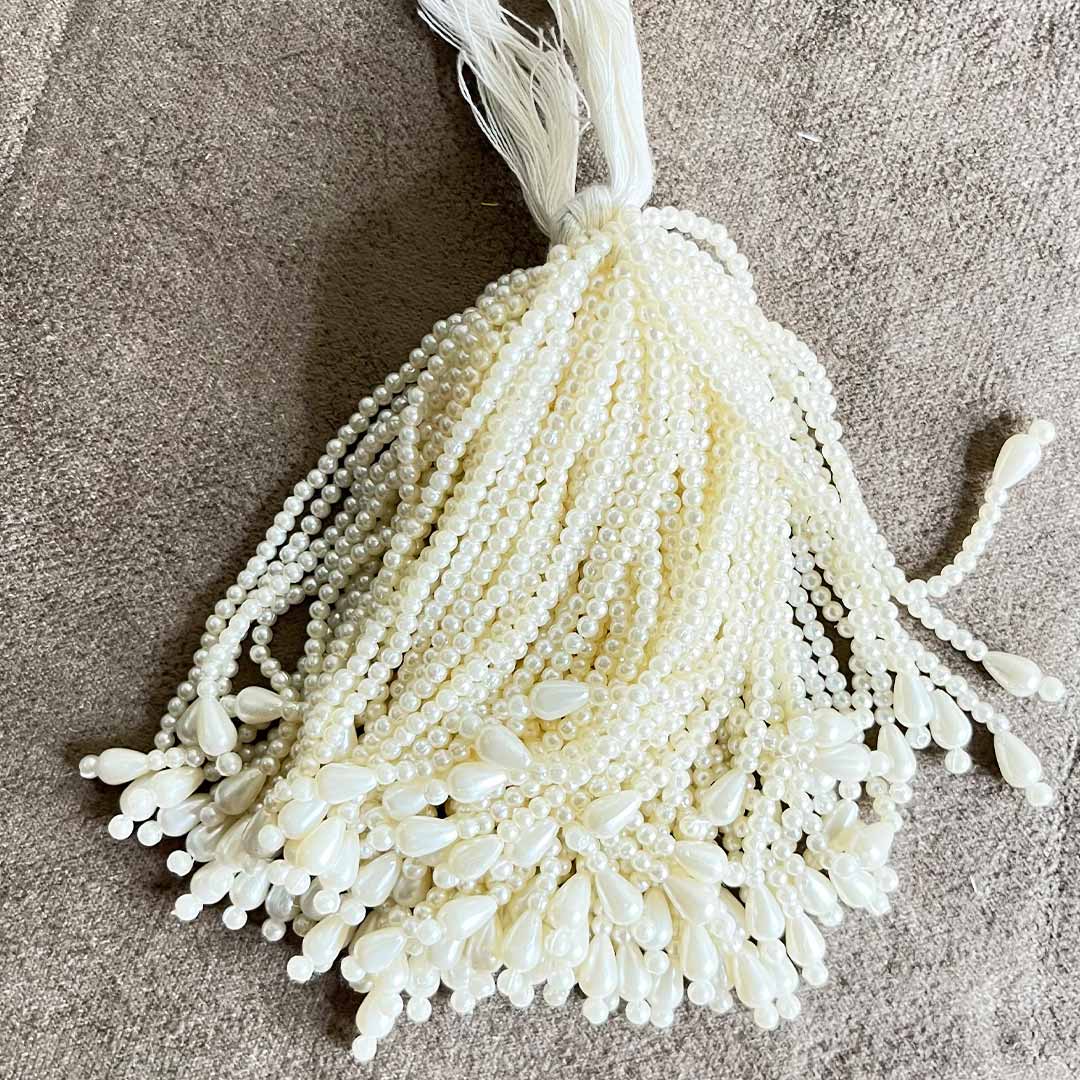 Cream Color Beads Tassel Pack Of 10