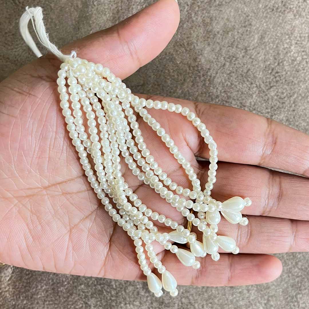 Cream Color Beads Tassel Pack Of 10