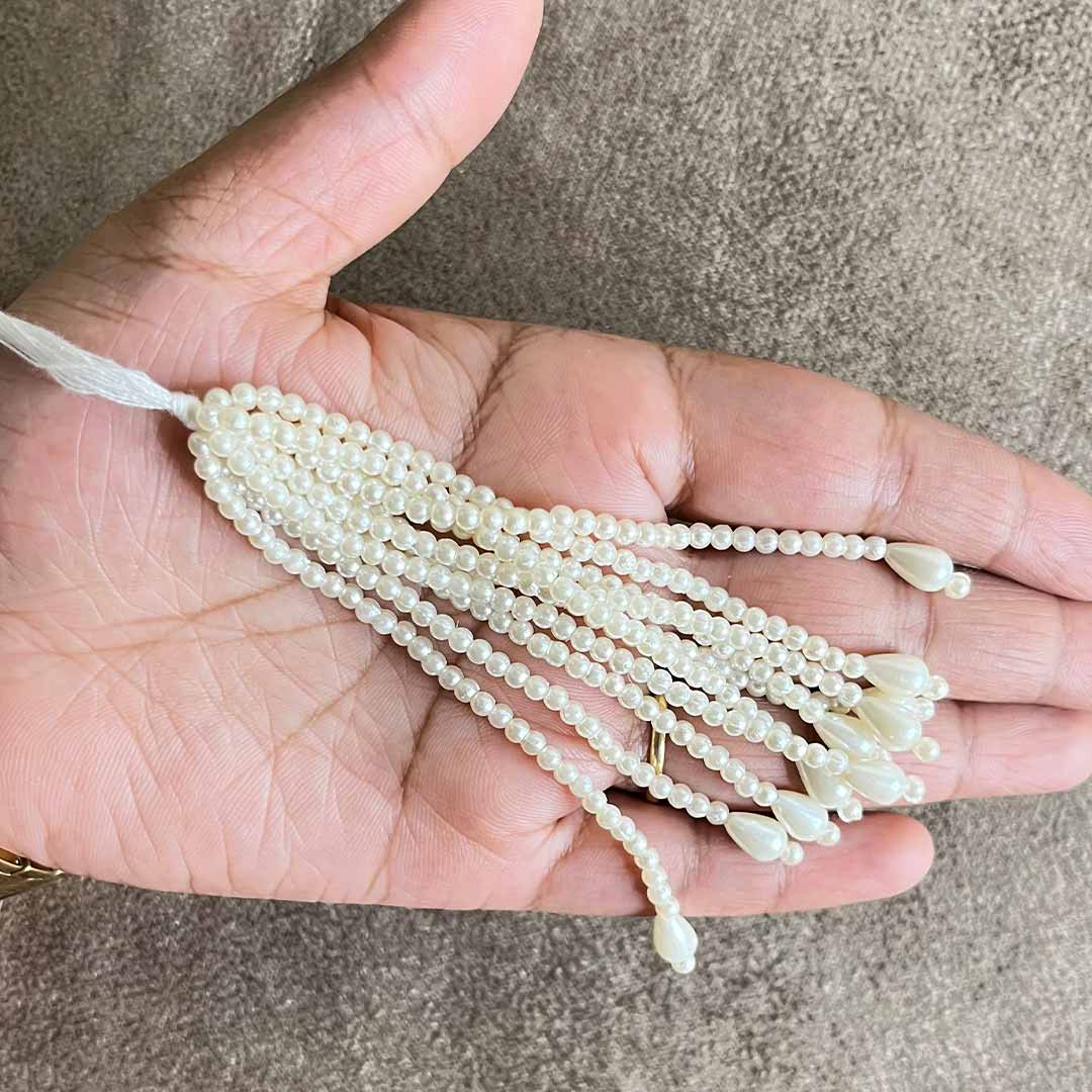 Cream Color Beads Tassel Pack Of 10