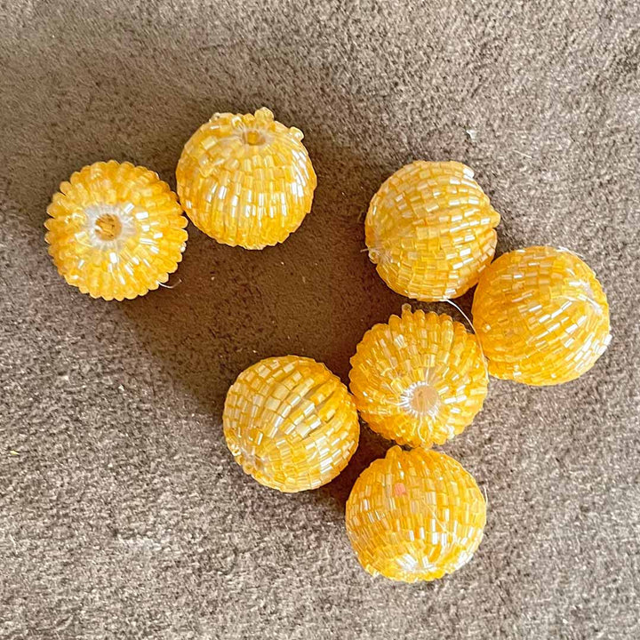 Dark Yellow Color Katdana Beads Pack Of 10