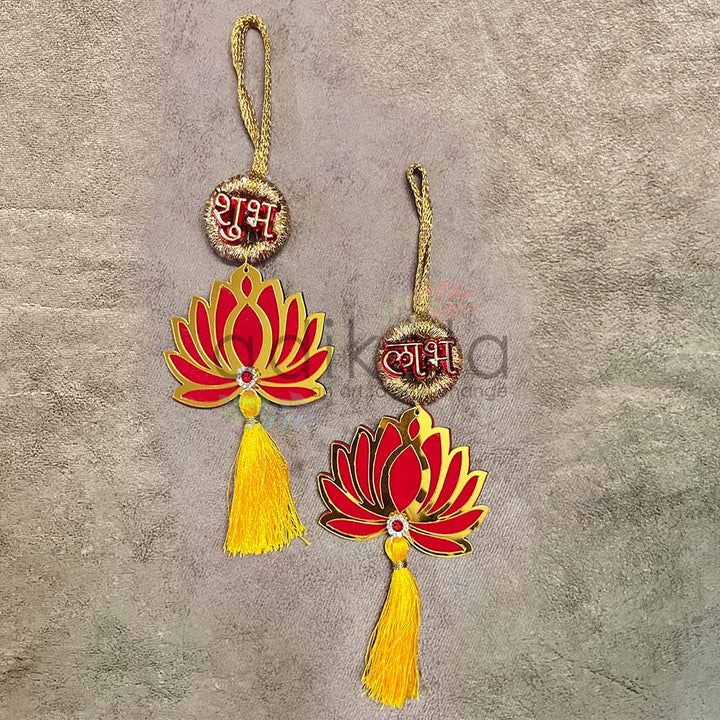 Red & Yellow Color Subh Labh Hanging Pair