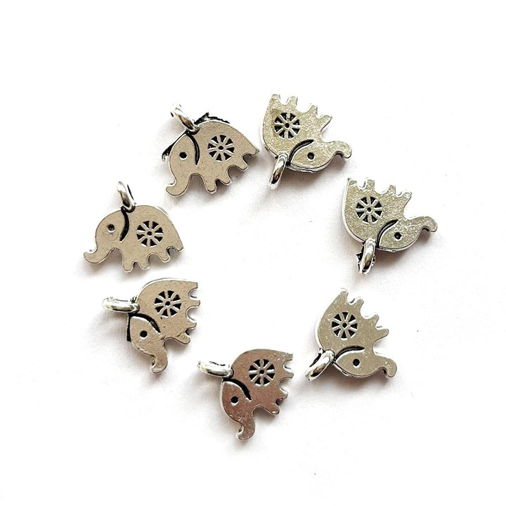 Cute Elephant Shape Oxidised Buttons Set Of 10 For Suit Sari & DIY