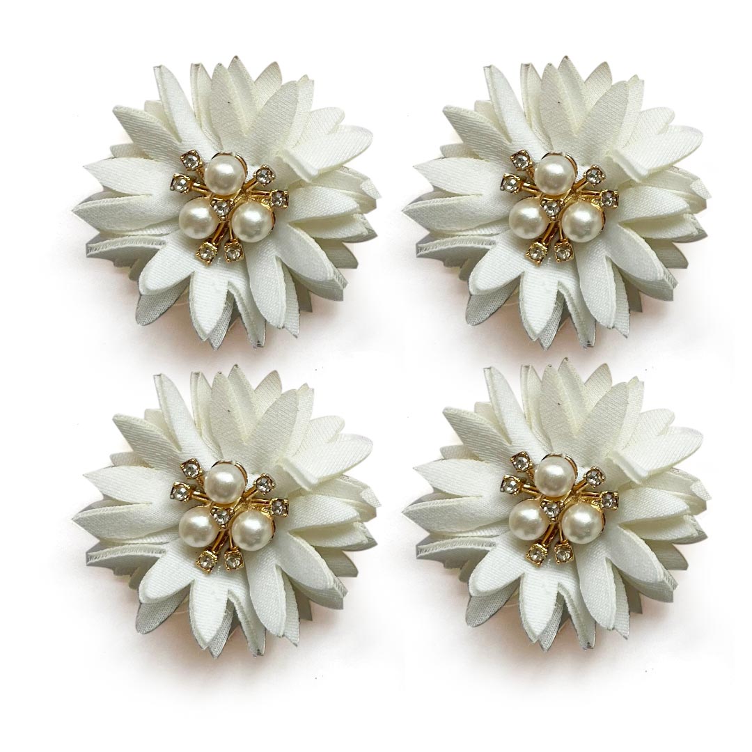 Cream Color With Pearl & Jarkan Flower Set Of 6