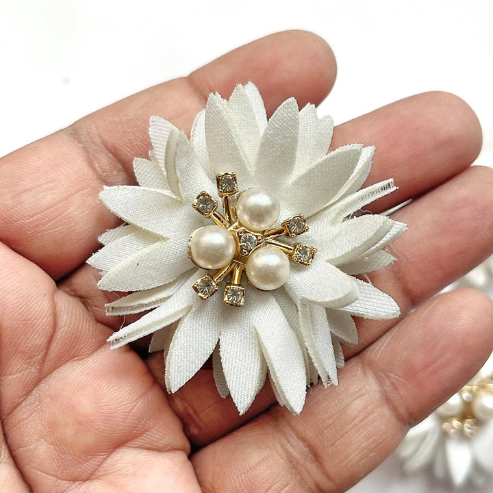 Cream Color With Pearl & Jarkan Flower Set Of 6